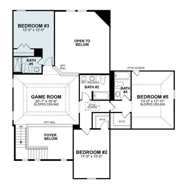 2D floor plan layout of this home in The Oaks on 6th Street, Magnolia, TX (Image 5).
