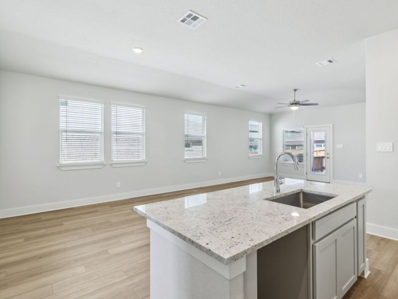 Living room in the San Saba floorplan at a Meritage Homes community.