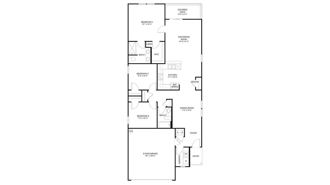 2D floor plan layout for the Allex by D.R. Horton in Bridle Creek Express, Jacksonville, FL (Image 5).