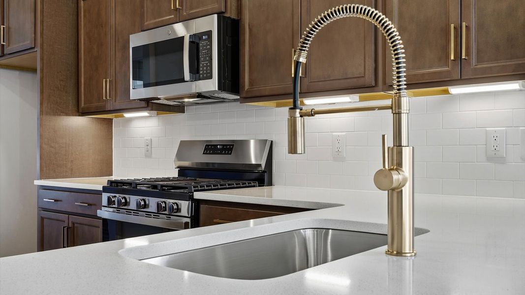 Elegant kitchen with modern finishes in this first-class townhome at Barton Hollow near Downtown Fountain Inn, SC Elegant kitchen with modern finishes in this first-class townhome at Barton Hollow near Downtown Fountain Inn, SC