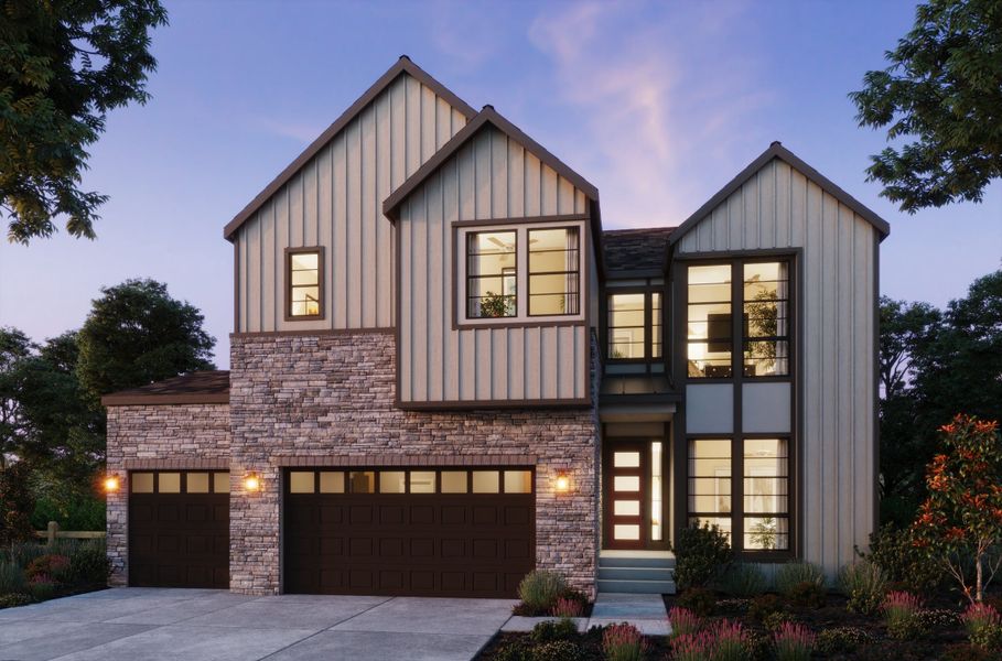 Representative exterior photo of a completed home built from the 3 by Trumark Homes in Kitchel Lake at Serratoga Falls, Timnath, CO (Image 22).