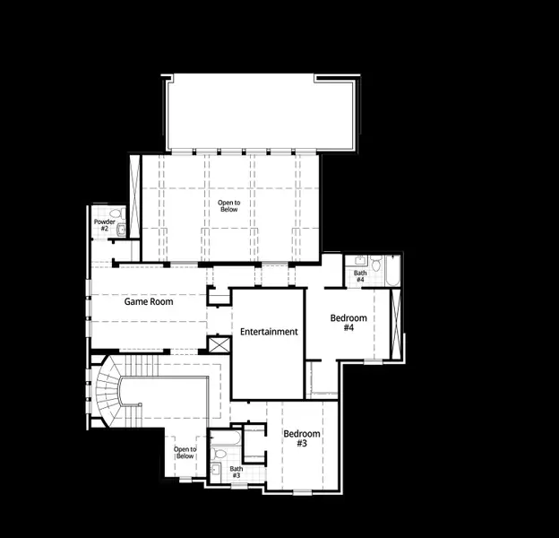 2D floor plan layout for the Livorno by Huntington Homes in Kresston 70s, Montgomery, TX (Image 4).