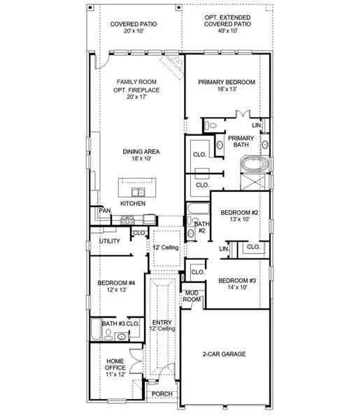 2D floor plan layout of this home in StoneCreek Estates, Richmond, TX (Image 2).