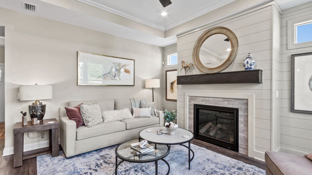 Representative furnished interior of a home built from the Portico by Epcon Communities in The Courtyards by The Manor, Alpharetta (Image 11). Representative furnished interior of a home built from the Portico by Epcon Communities in The Courtyards by The Manor, Alpharetta (Image 11).