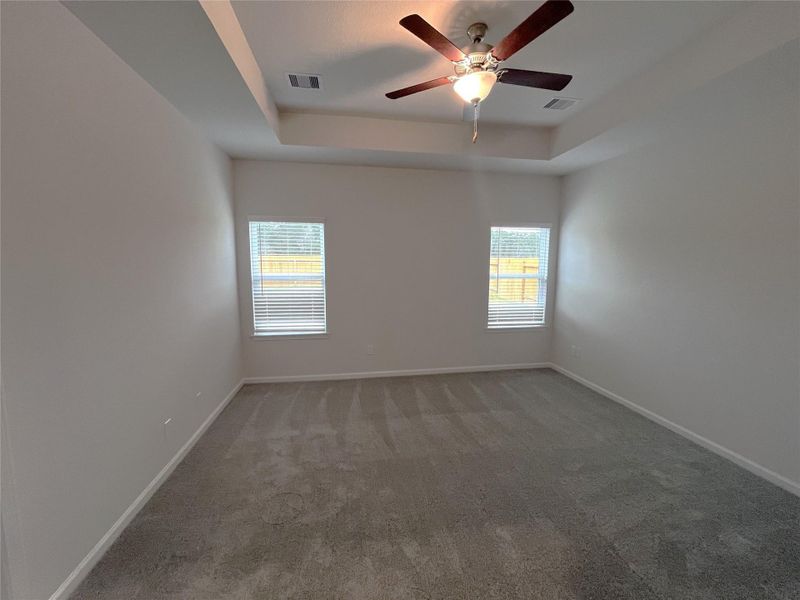 The Kettering II- Primary Bedroom with Tray Ceiling. Home under construction, images used for illustrative purposes only, colors and options will vary. The Kettering II- Primary Bedroom with Tray Ceiling. Home under construction, images used for illustrative purposes only, colors and options will vary.