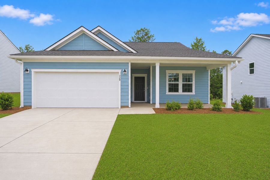 Front exterior of a new home in Carriage Estates, Lexington, SC, highlighting curb appeal (Image 22).