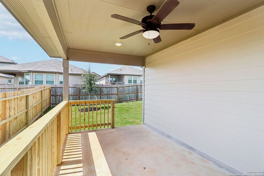 Exterior details and patio area of a home in Lark Canyon, New Braunfels (Image 21).