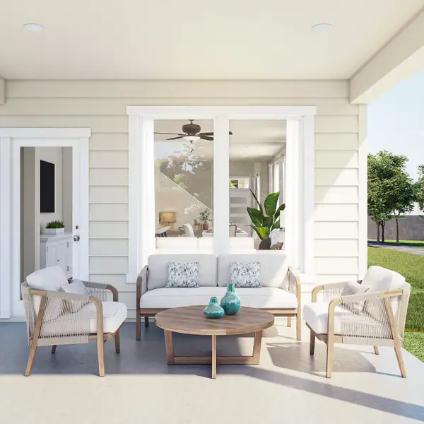 Exterior details and patio area of a home in Mason Woods, Cypress (Image 3).
