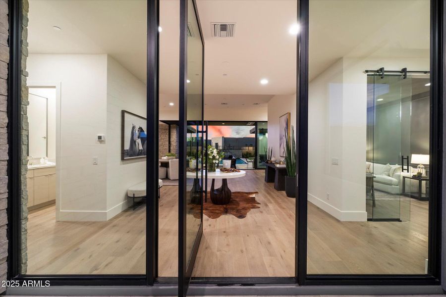 Enter Through Glass Doors