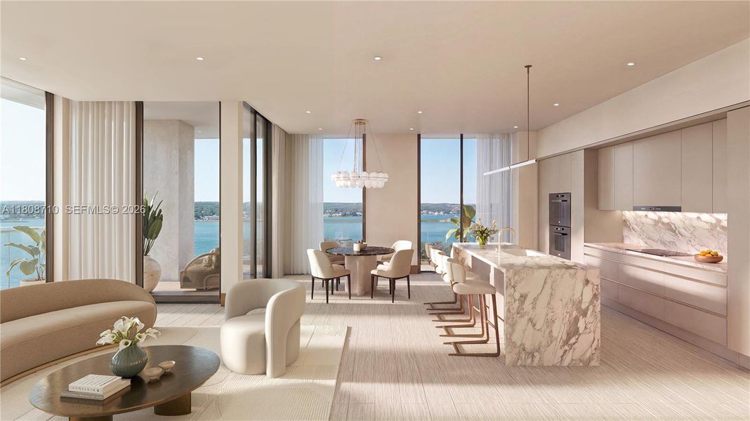 Furnished interior view inside a new home in Tula Residences, North Bay Village (Image 3).