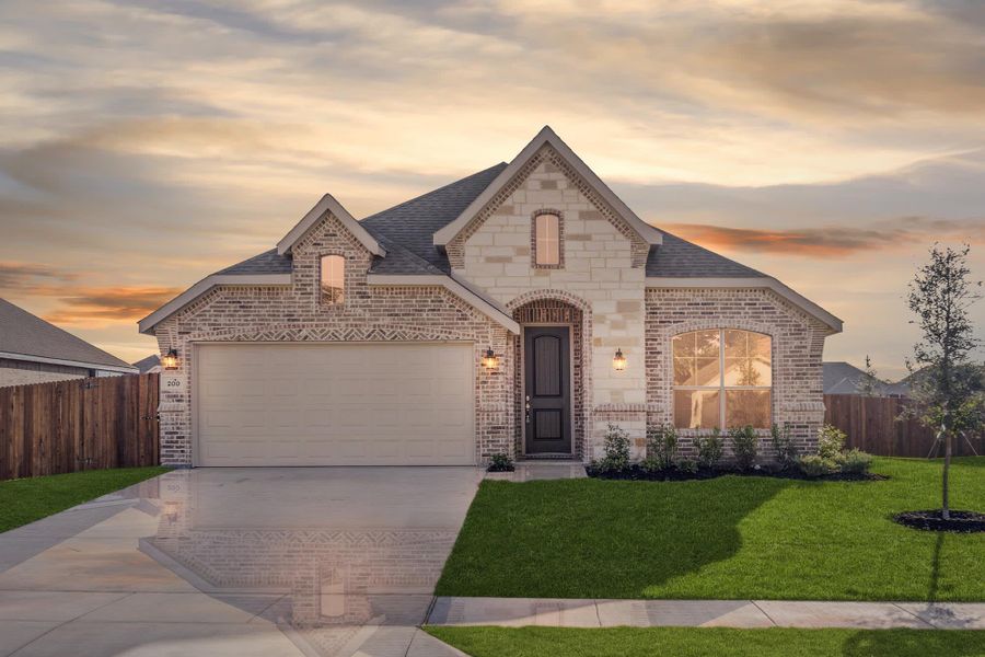 Elevation C with Stone | Concept 1912 at Chisholm Hills in Cleburne, TX by Landsea Homes