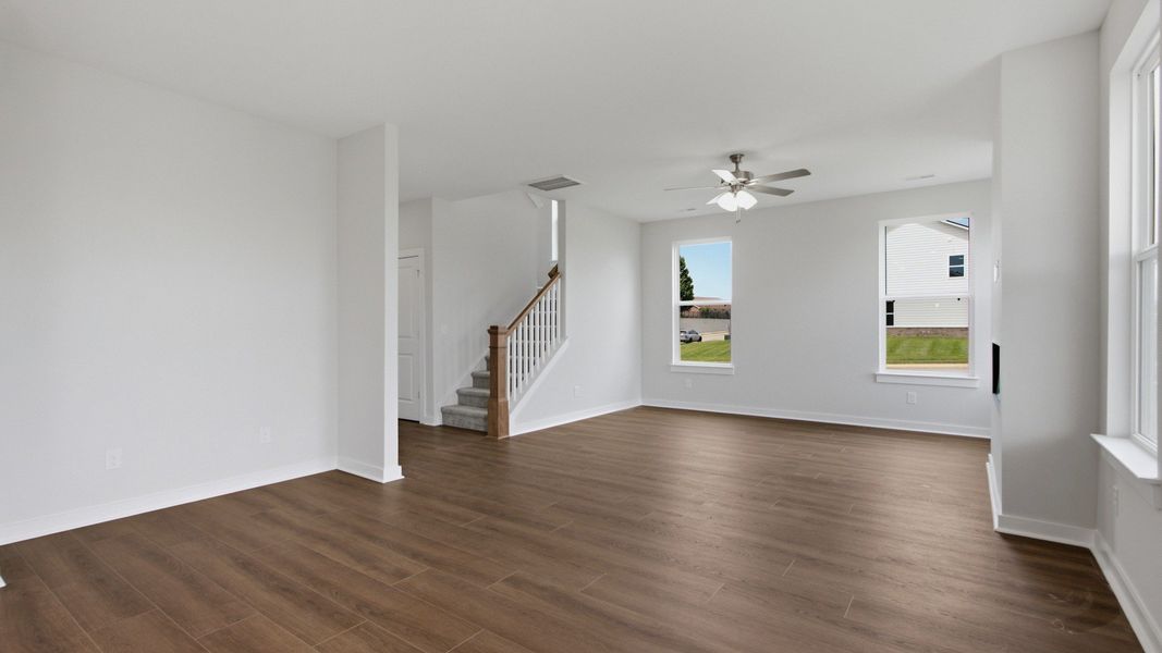 Sizeable wall next to staircase for design opportunities Sizeable wall next to staircase for design opportunities