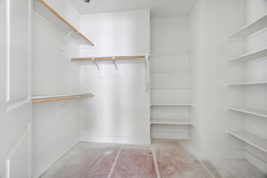 View of one of the two primary bedroom closets as of December 12, 2025.