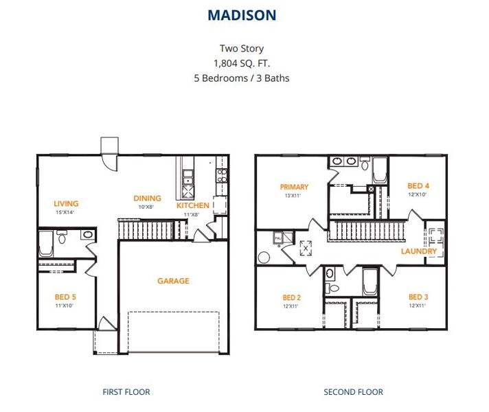 2D floor plan layout for the Madison by National HomeCorp in Victory Estates, Mabank, TX (Image 4). 2D floor plan layout for the Madison by National HomeCorp in Victory Estates, Mabank, TX (Image 4).