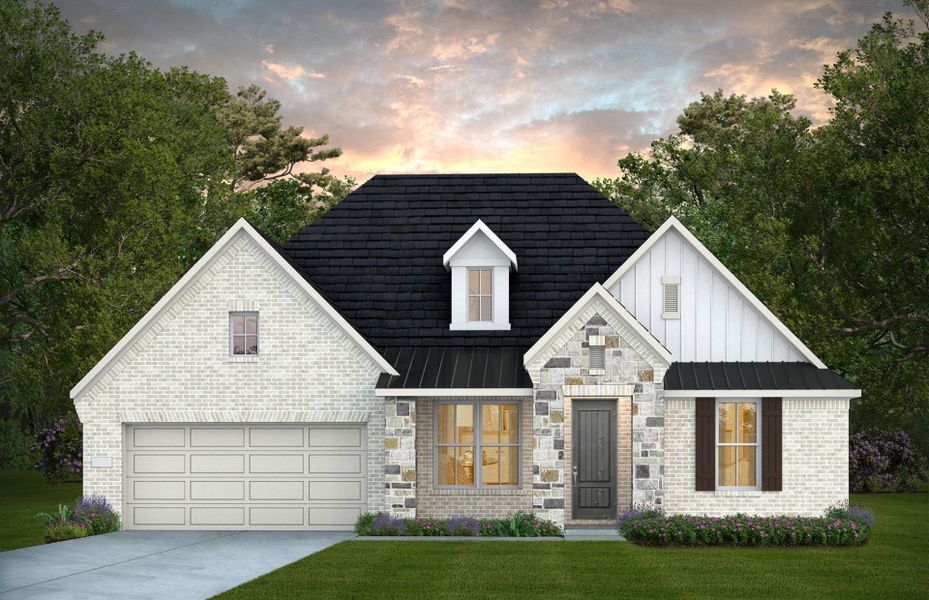 Representative exterior photo of a completed home built from the Azle by Pulte Homes in Blue Creek Trails, Richmond, TX (Image 1). Representative exterior photo of a completed home built from the Azle by Pulte Homes in Blue Creek Trails, Richmond, TX (Image 1).