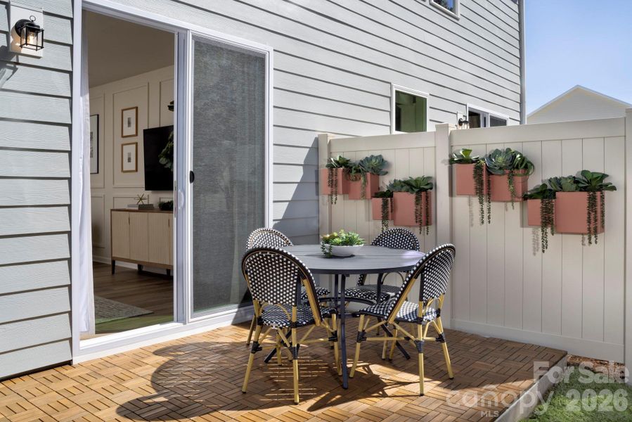 Exterior details and patio area of a home in Bailey Run, Charlotte (Image 3).
