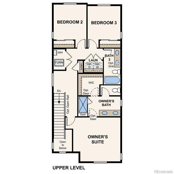 2D floor plan layout of this home in The Boulevard I Collection at Windler, Aurora, CO (Image 3).