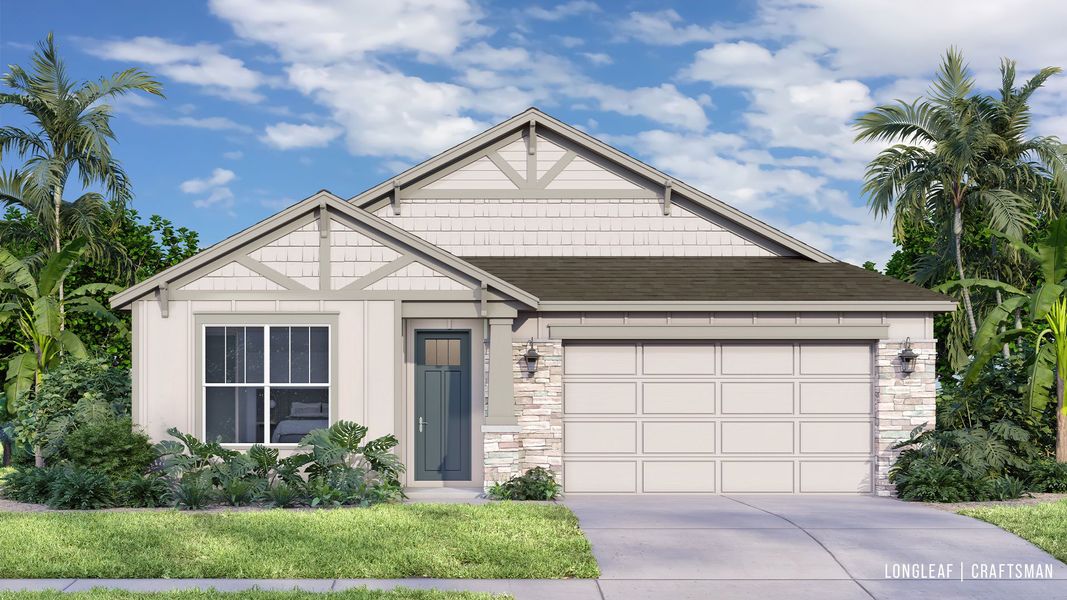 Representative exterior photo of a completed home built from the Longleaf by DRB Homes in Ardisia Park, New Smyrna Beach, FL (Image 20). Representative exterior photo of a completed home built from the Longleaf by DRB Homes in Ardisia Park, New Smyrna Beach, FL (Image 20).
