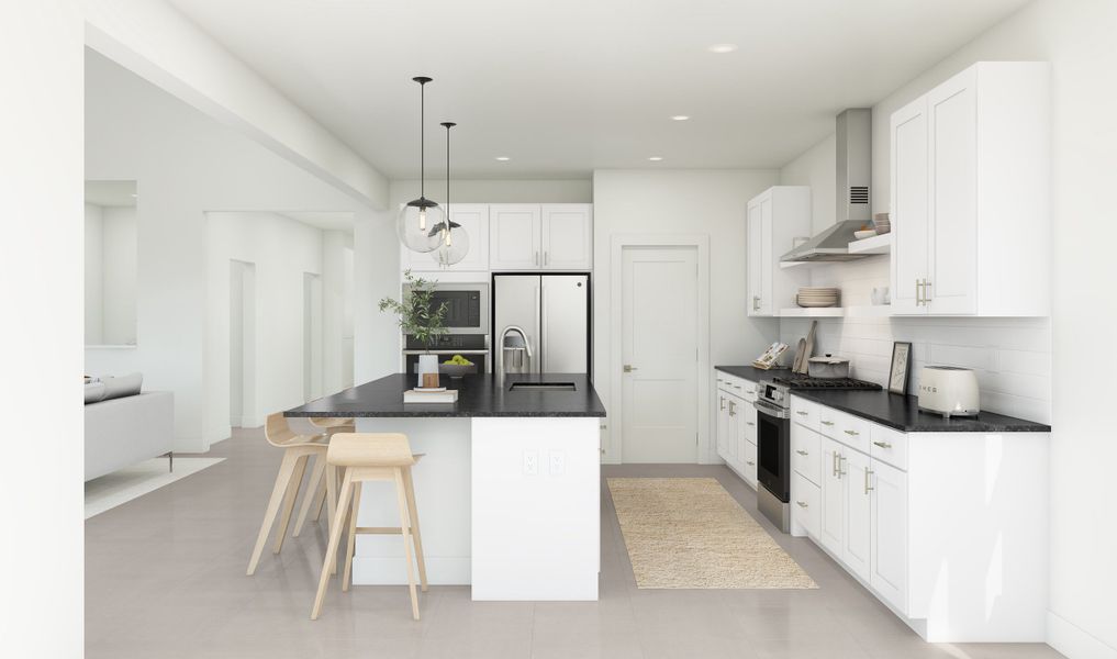 Kitchen with pendant lighting