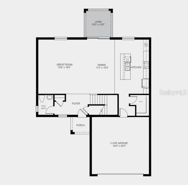 First Floor Plan - Structural options added include: covered lanai, extended kitchen cabinets, and loft