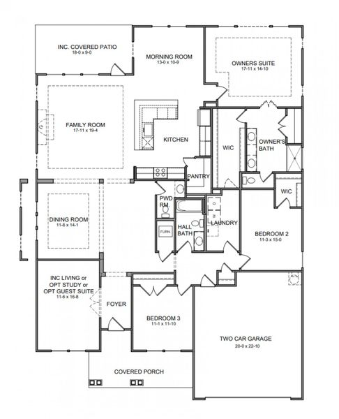 2D floor plan layout for the Dahlia by Fischer Homes in Breakfast Point East, Panama City Beach, FL (Image 3).