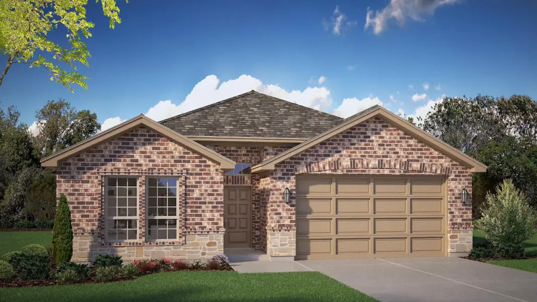 Front exterior of a new home in Homestead at Parks Bell Ranch, Odessa, TX, highlighting curb appeal (Image 18).