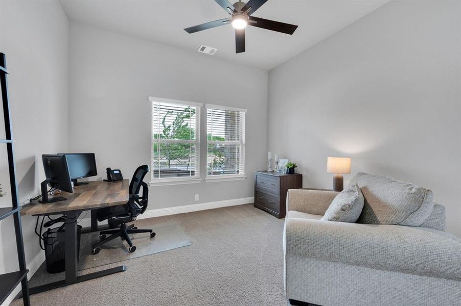 Secondary bedroom being used as an office