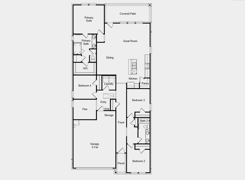 2D floor plan layout for the Charlton by Taylor Morrison in Brookewater 45s, Rosenberg, TX (Image 4).