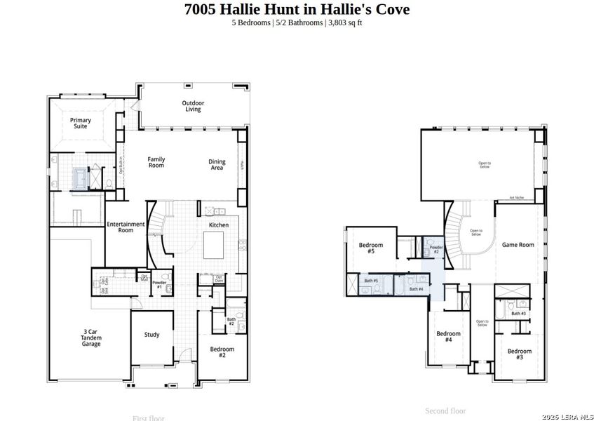 2D floor plan layout of this home in Hallie's Cove, Schertz, TX (Image 2).