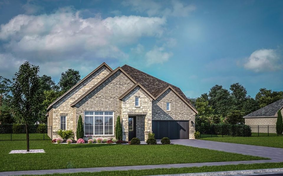 Representative exterior photo of a completed home built from the Aspen by Stonefield Homes in Heath Golf and Yacht Club, Rockwall, TX (Image 30).