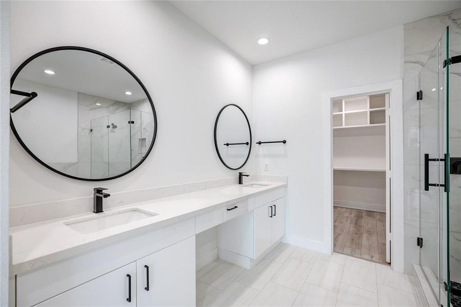 Primary bathroom with lots of space and double sinks