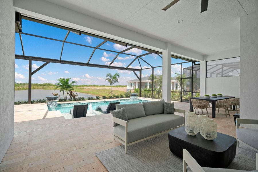 2D floor plan layout for the Mariposa by GHO Homes in Belterra, Port St. Lucie, FL (Image 70).