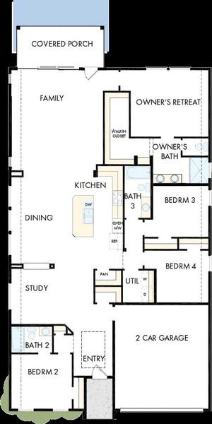 2D floor plan layout of this home in Monterra - Gardens, Fate, TX (Image 5).