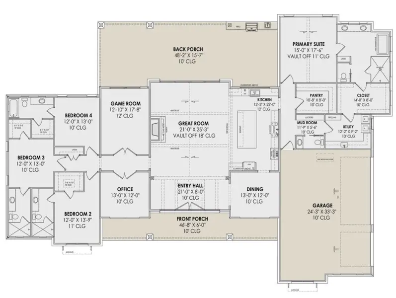 2D floor plan layout for the The 3652 Plan by Zeal Home Builders in Monarch Manor, Poolville, TX (Image 3). 2D floor plan layout for the The 3652 Plan by Zeal Home Builders in Monarch Manor, Poolville, TX (Image 3).