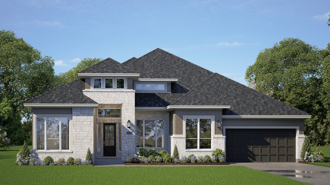 Representative exterior photo of a completed home built from the Woods 70′ Lot by Chesmar Homes in Riceland, Mont Belvieu, TX (Image 6).