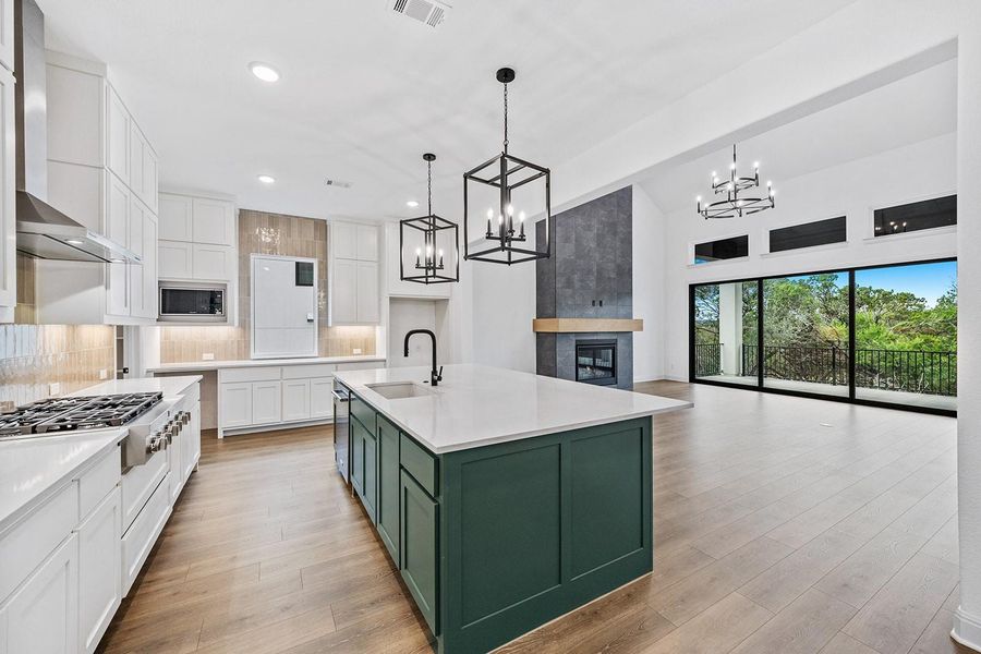 Furnished interior view inside a new home in Wolf Ranch West Bend - 70', Georgetown (Image 7). Furnished interior view inside a new home in Wolf Ranch West Bend - 70', Georgetown (Image 7).