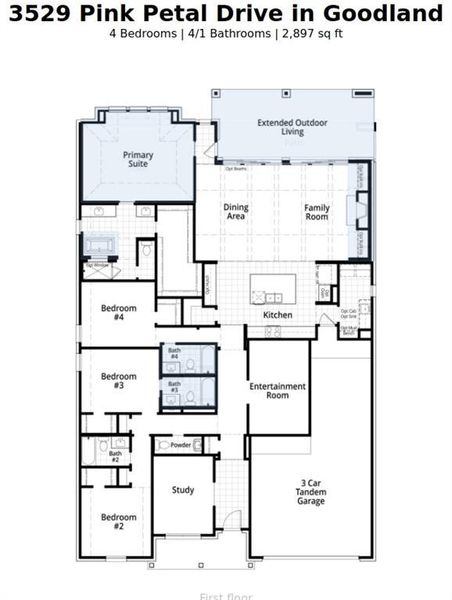 2D floor plan layout of this home in Goodland, Midlothian, TX (Image 3).