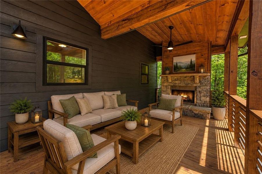 Exterior details and patio area of a home in , Ellijay (Image 32).