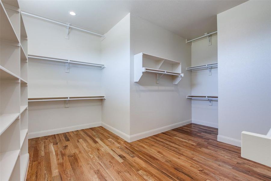 Spacious closet featuring hardwood / wood-style flooring