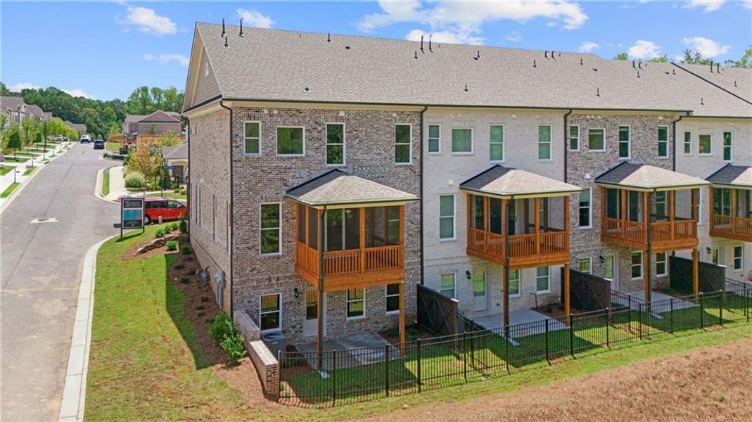 Exterior details and patio area of a home in Waterside Townhomes, Peachtree Corners (Image 19).