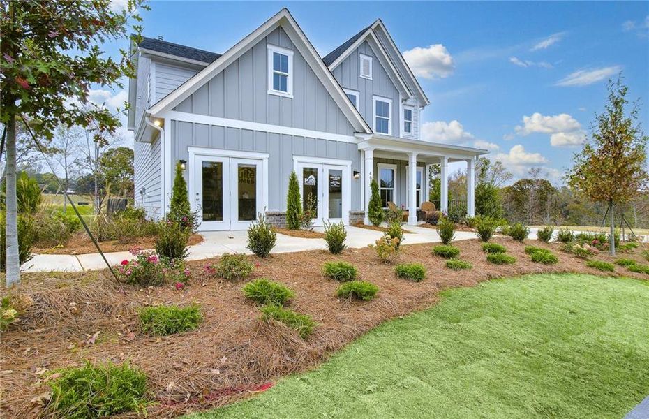 Front exterior of a new home in Rose Creek, Cumming, GA, highlighting curb appeal (Image 23).