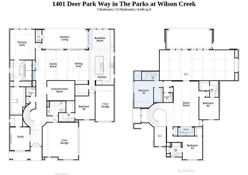 2D floor plan layout of this home in The Parks at Wilson Creek, Celina, TX (Image 3).