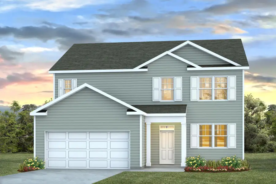Front exterior of a new home in Lakeview at Kitfield, Moncks Corner, SC, highlighting curb appeal (Image 1).