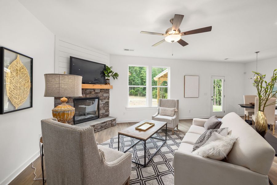 Family room with large windows