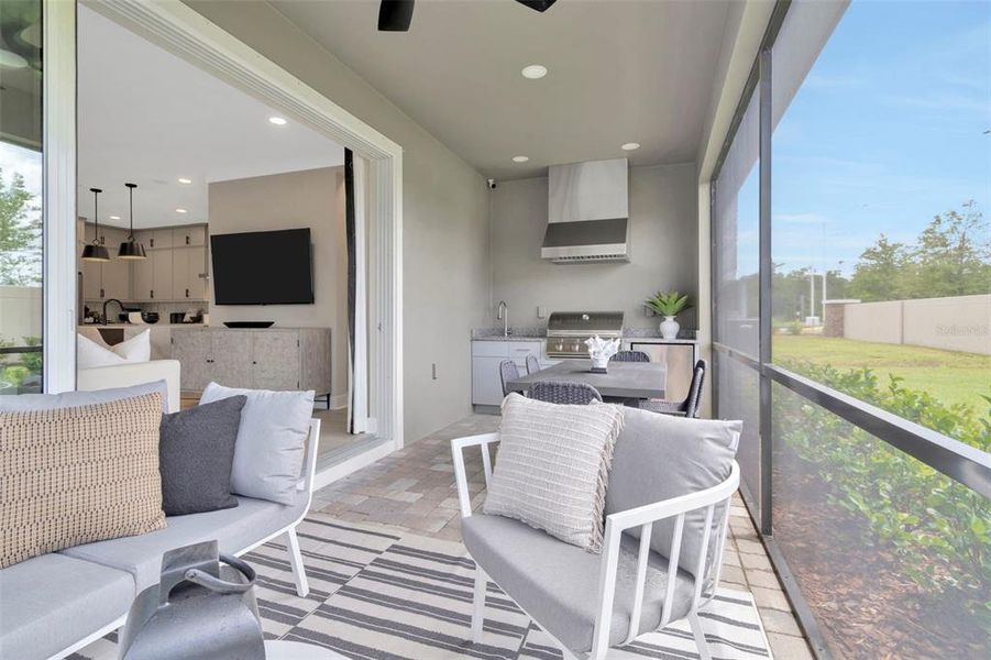 Exterior details and patio area of a home in Primrose at Longleaf, New Port Richey (Image 3).