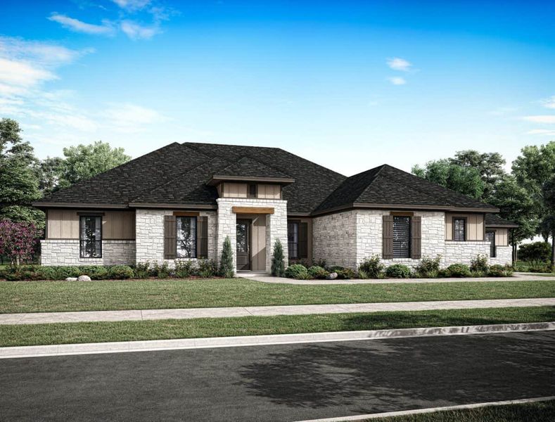 Representative exterior photo of a completed home built from the 3369 by Gracepoint Homes in Kellar Farms, Smithville, TX (Image 5). Representative exterior photo of a completed home built from the 3369 by Gracepoint Homes in Kellar Farms, Smithville, TX (Image 5).
