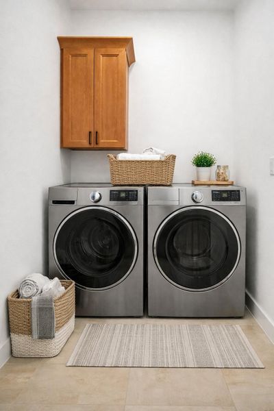 Functional and stylish mud room, built-in cabinetry, and ample space for organization. A practical everyday convenience designed to keep the home clean, organized, and running smoothly.
