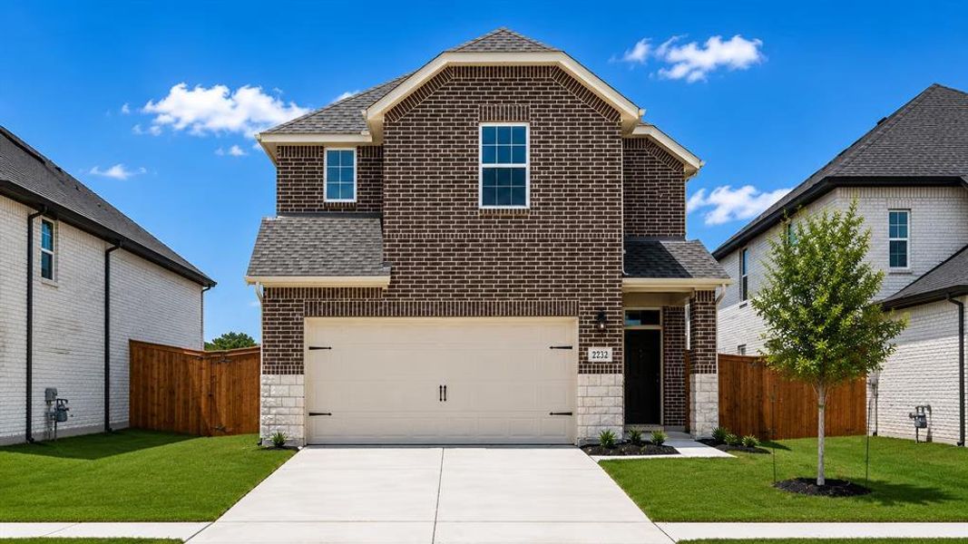 Front exterior of a new home in Creekside, Royse City, TX, highlighting curb appeal (Image 1). Front exterior of a new home in Creekside, Royse City, TX, highlighting curb appeal (Image 1).