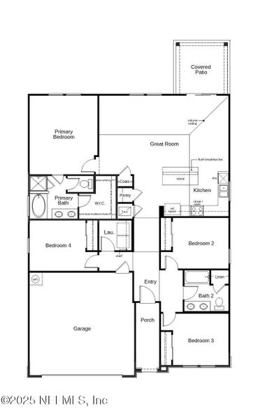 2D floor plan layout of this home in Copper Ridge, Jacksonville, FL (Image 2).