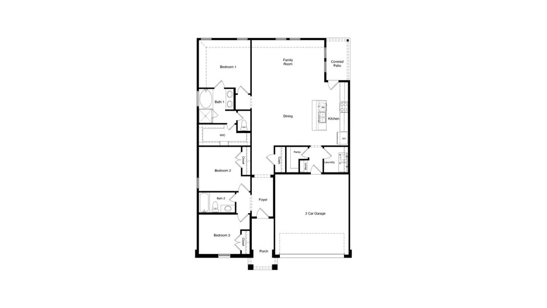 2D floor plan layout for the Acadia by D.R. Horton in Treeline, Justin, TX (Image 3).